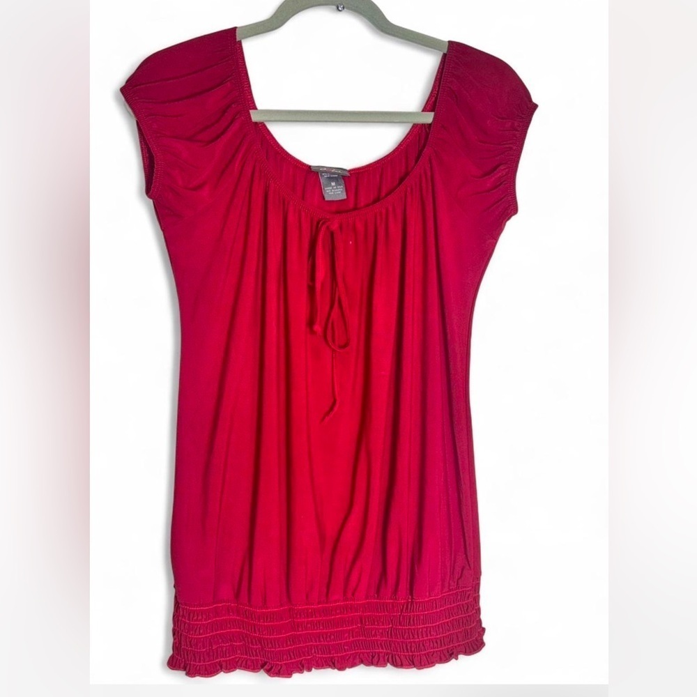 Dots Cherry Red Gathered Top